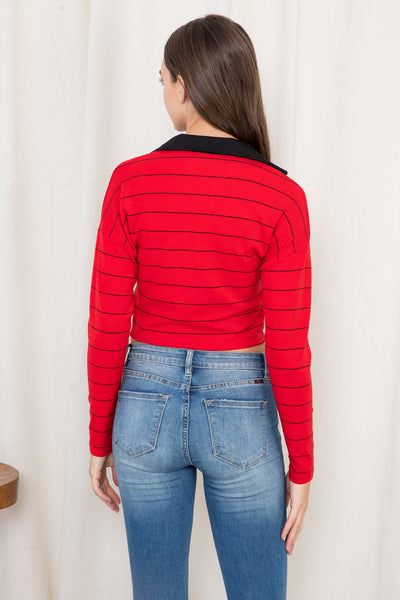 RED BLACK STRIPES TOP