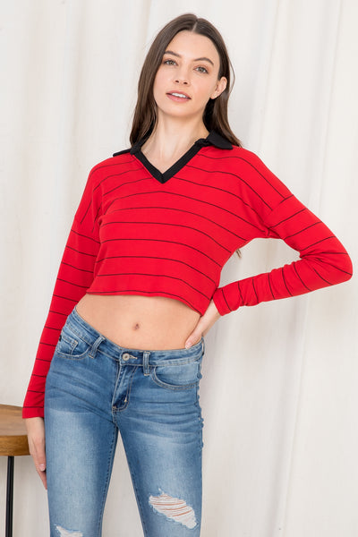 RED BLACK STRIPES TOP