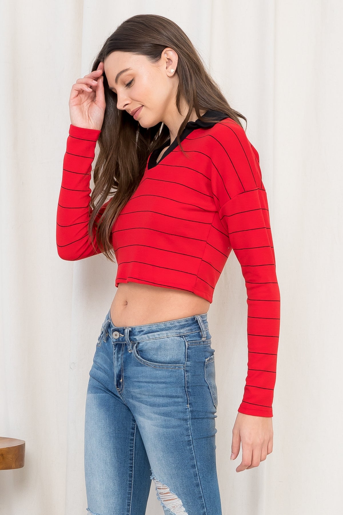 RED BLACK STRIPES TOP