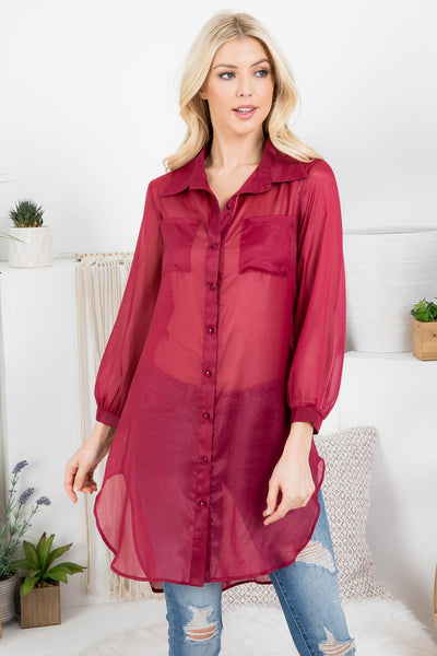 BURGUNDY LONG TOP (NOW $3.00 ONLY!)