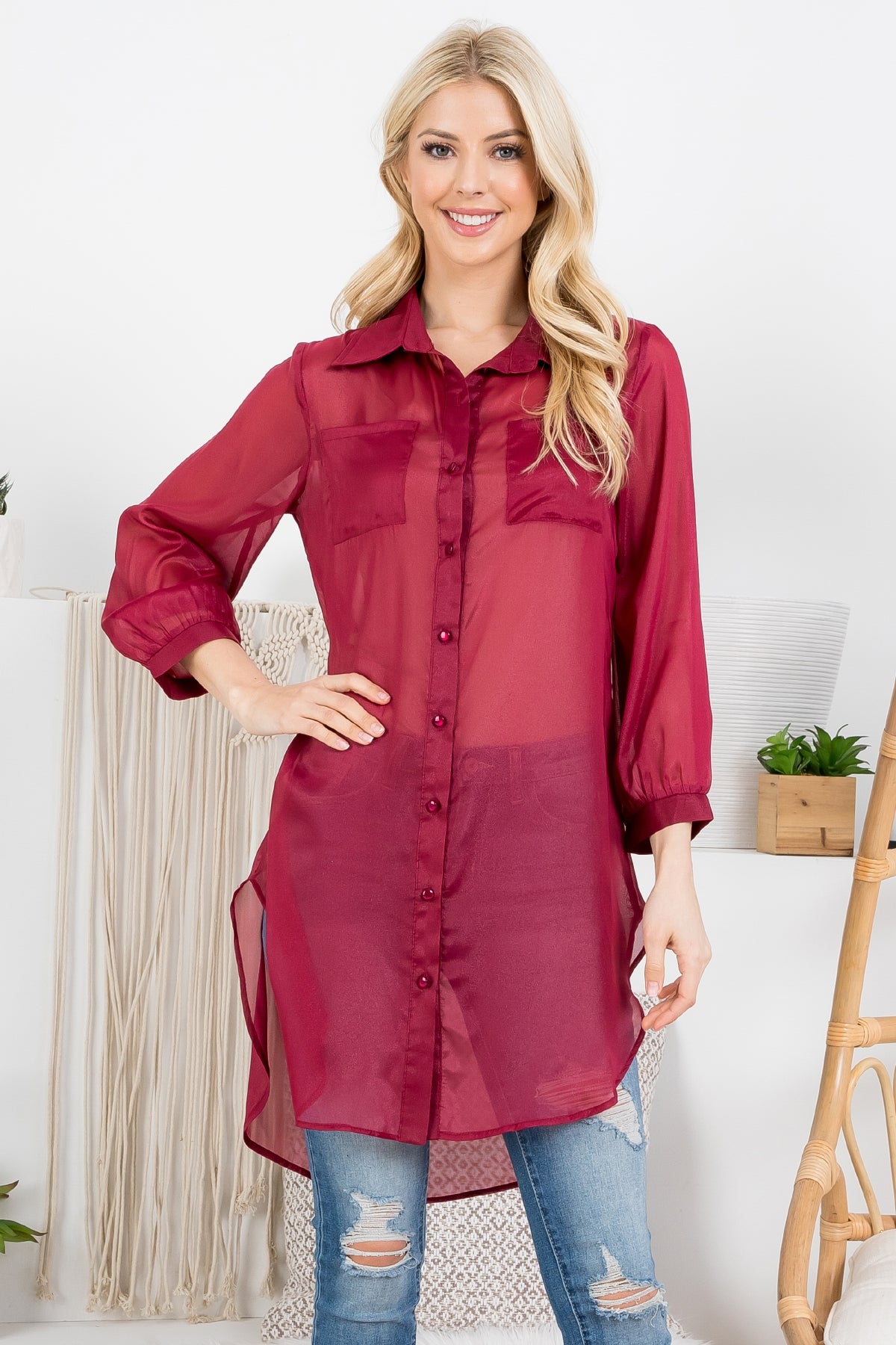 BURGUNDY LONG TOP (NOW $3.00 ONLY!)