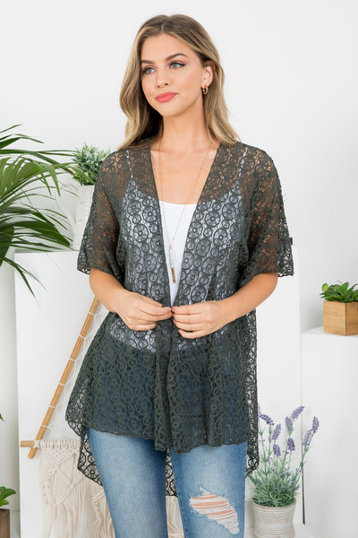 OLIVE DETAILED CROCHET KIMONO