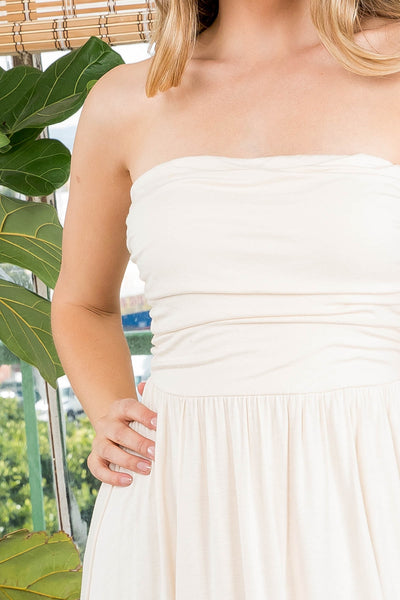 NATURAL STRAPLESS TUBE RUFFLE MINI PLUS SIZE DRESS (NOW $3.75 ONLY!)