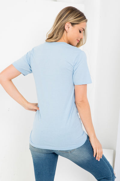 BABY BLUE "GAME DAY VIBES" GRAPHIC TEE TOP (NOW $4.00 ONLY!)