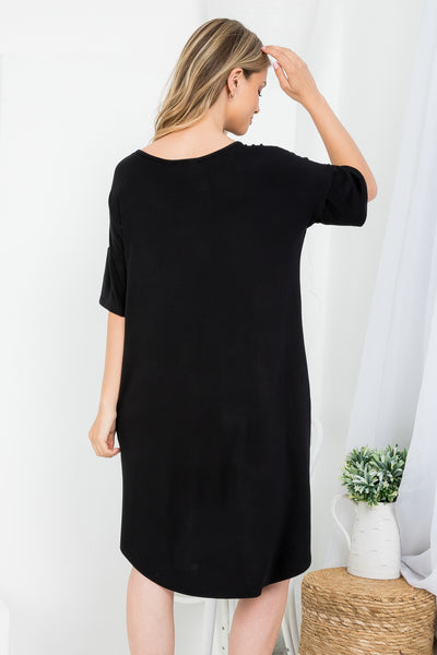 BLACK SCOOPED NECKLINE WITH SIDE POCKET SHIRT DRESS 2-2-2