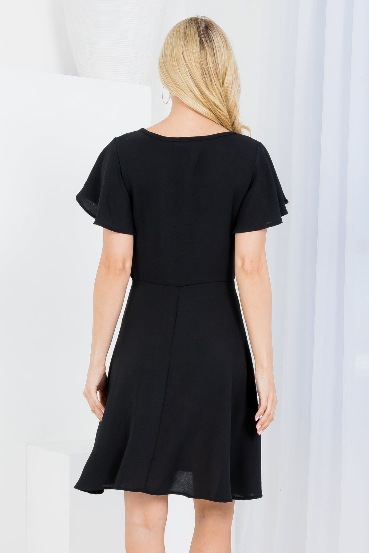 BOAT NECKLINE RUFFLE SLEEVE RUFFLE DRESS 2-2-2