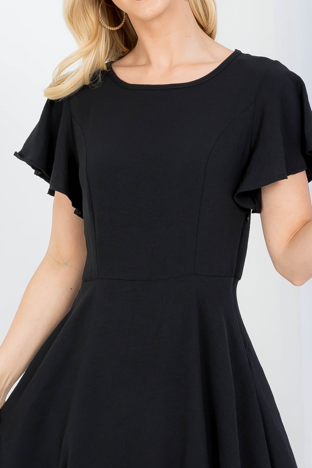 BOAT NECKLINE RUFFLE SLEEVE RUFFLE DRESS 2-2-2