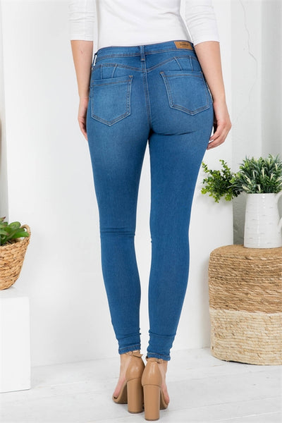 J648-MEDIUM FRONT BUTTON & ZIP CLOSURE WITH BACK POCKET DENIM SKINNY JEANS-1-1-1-1-2-2-2-1-1