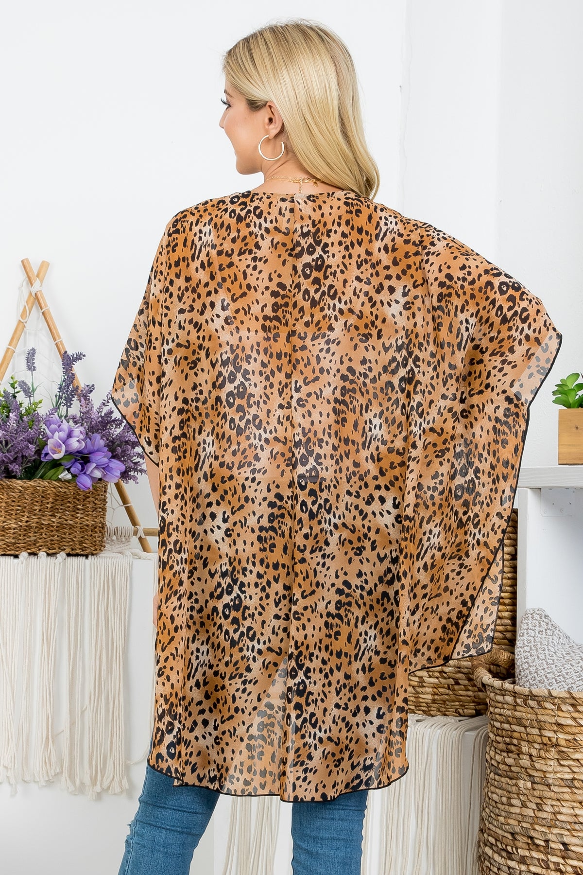 TAUPE ANIMAL PRINT KIMONO