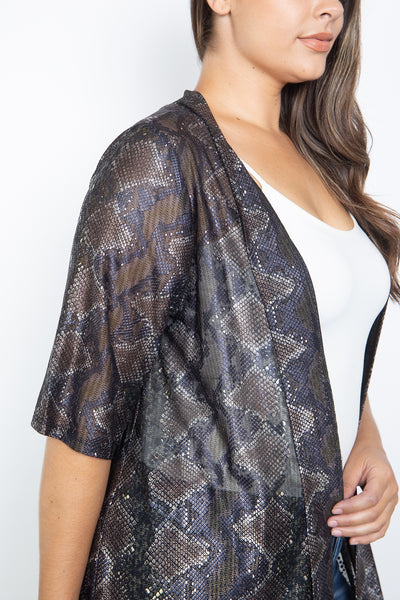 SNAKE PRINT PLUS SIZE CARDIGAN / 6PCS