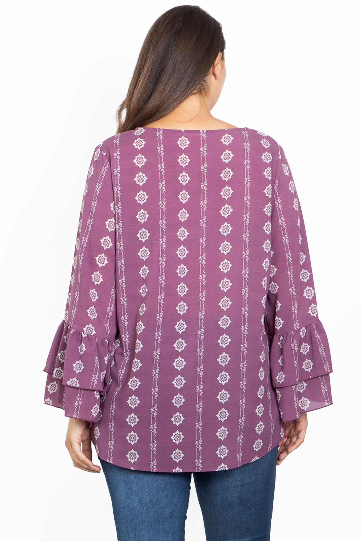 PLUM WITH PRINT PLUS SIZE TOP