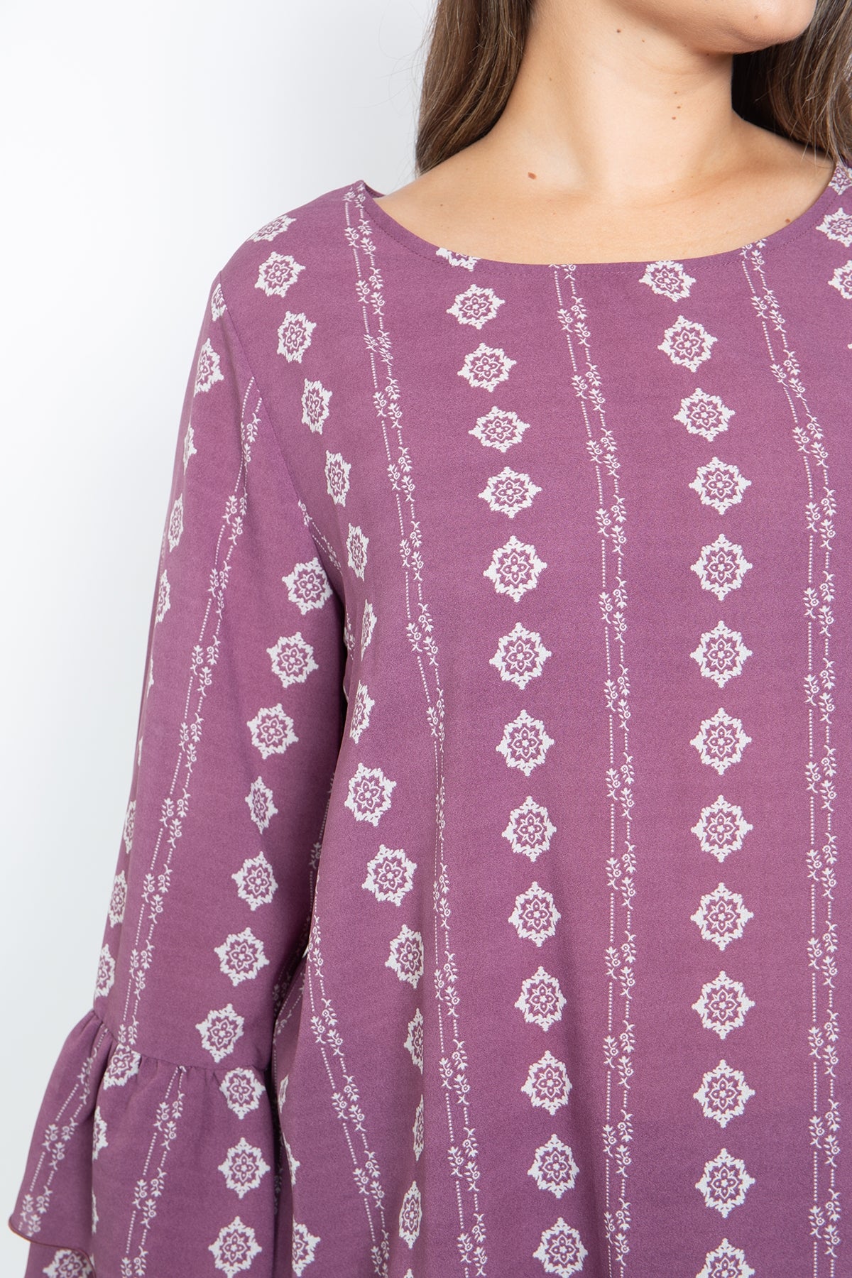 PLUM WITH PRINT PLUS SIZE TOP