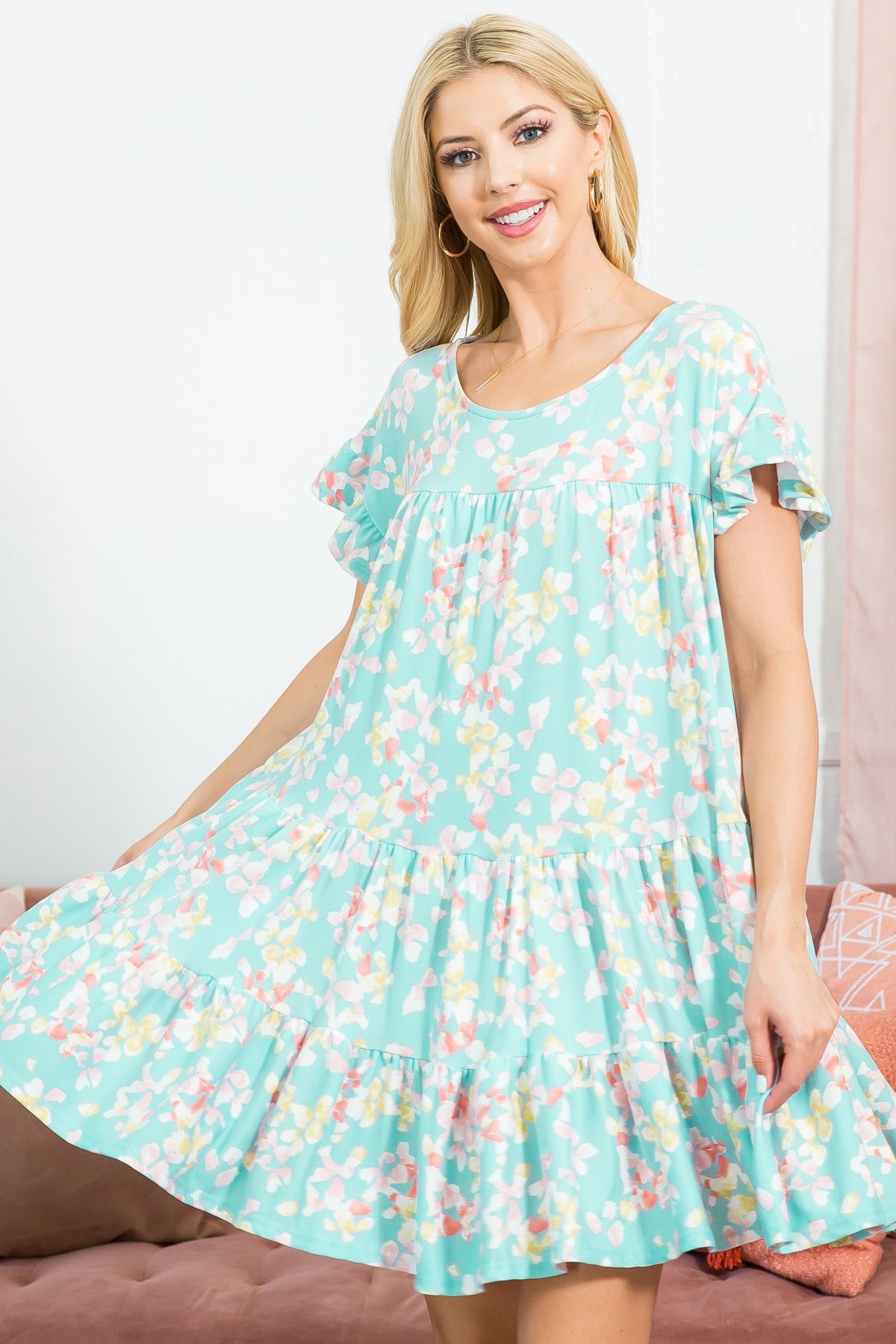 LT. BLUE FLORAL DRESS