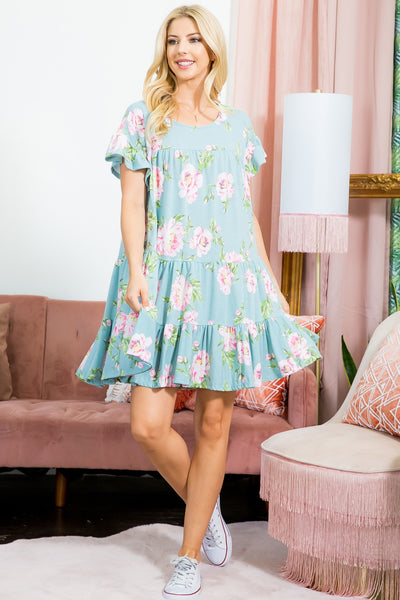 MINT FLORAL DRESS