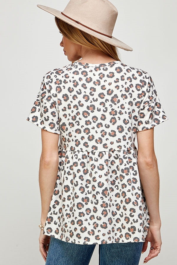 IVORY LEOPARD PLUS SIZE TOP