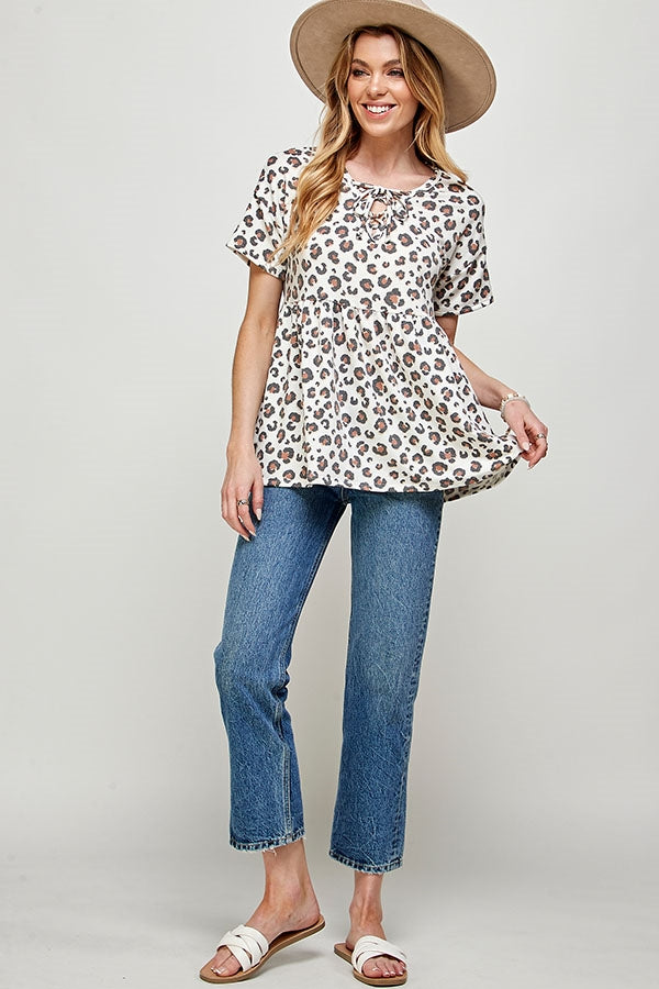 IVORY LEOPARD PLUS SIZE TOP