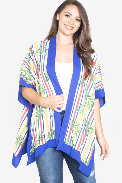 ROYAL YELLOW GREEN PLUS SIZE STRIPES KIMONO 6PCS