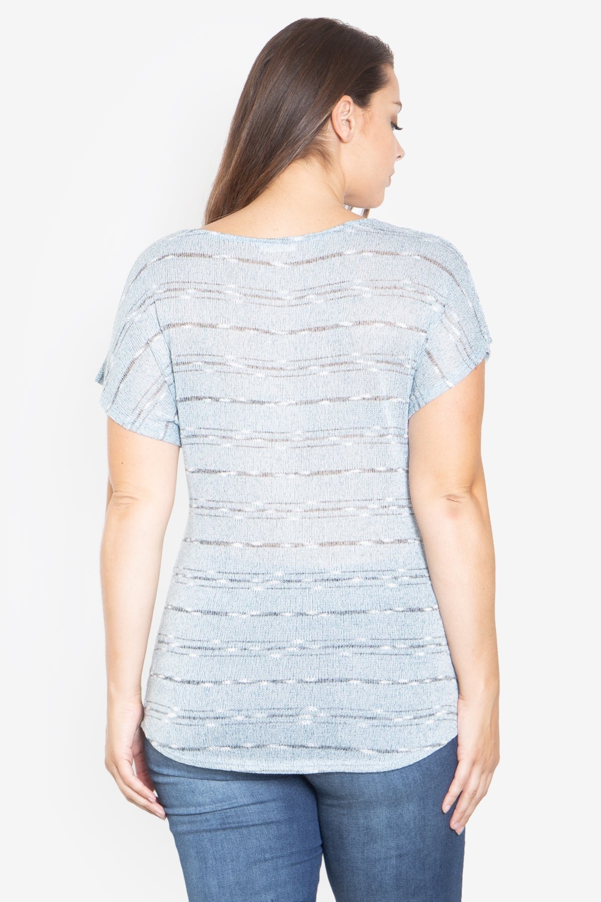 LIGHT BLUE GREY TWIST FRONT PLUS SIZE TOP