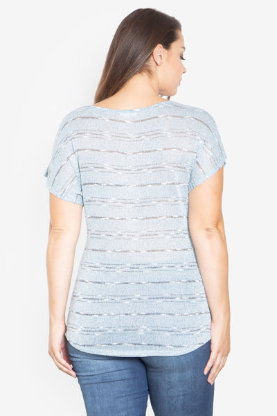 LIGHT BLUE GREY TWIST FRONT PLUS SIZE TOP