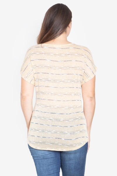 LIGHT MUSTARD GREY TWIST FRONT PLUS SIZE TOP