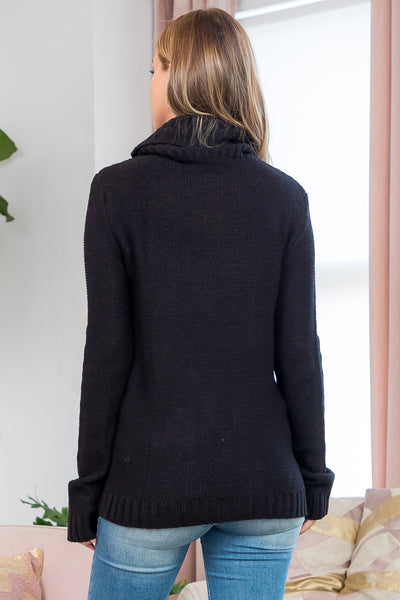 black TURTLE NECKLINE LONG SLEEVE KNITTED TOP (NOW $5.75 ONLY!)