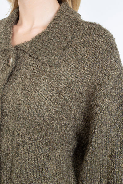OLIVE BUTTON DOWN KNITTED SWEATER