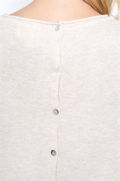 T634-OATMEAL BACK BUTTON DOWN LACE DETAIL TOP-1-2-2-1-1