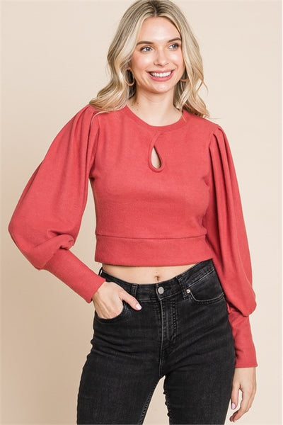 BUBBLE LONG SLEEVE CROP TOP 2-2-2