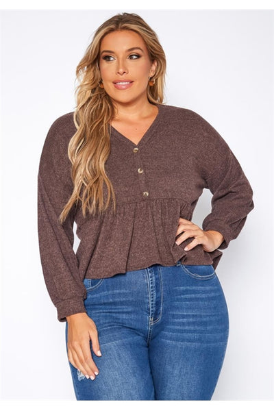 C56-B-1-T5132X-CHOCOLATE PLUS SIZE BUTTON DETAIL TOP 2-2-2