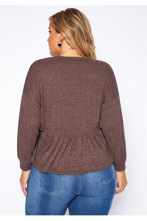 C56-B-1-T5132X-CHOCOLATE PLUS SIZE BUTTON DETAIL TOP 2-2-2