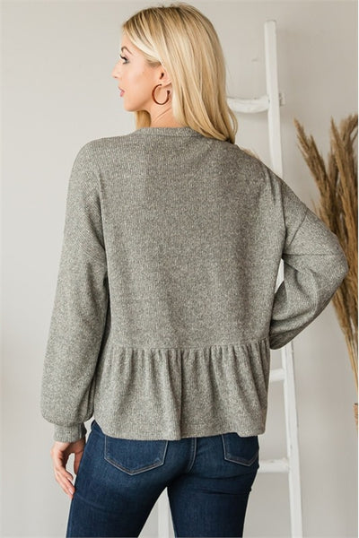 C56-B-1-T5132X-GREY PLUS SIZE BUTTON DETAIL TOP 2-2-2 (NOW $3.75 ONLY!)