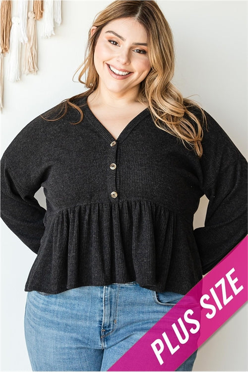C60-B-2-T5132X-BLACK PLUS SIZE BUTTON DETAIL TOP 2-2-2 (NOW $3.75 ONLY!)