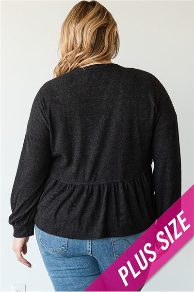 C60-B-2-T5132X-BLACK PLUS SIZE BUTTON DETAIL TOP 2-2-2 (NOW $3.75 ONLY!)