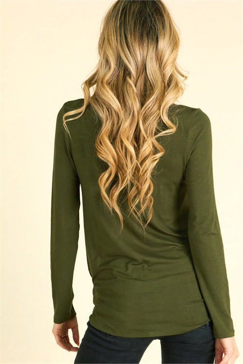 C44-B-1-T11121-OLIVE TWIST FRONT HEM SOLID TOP 2-2-2