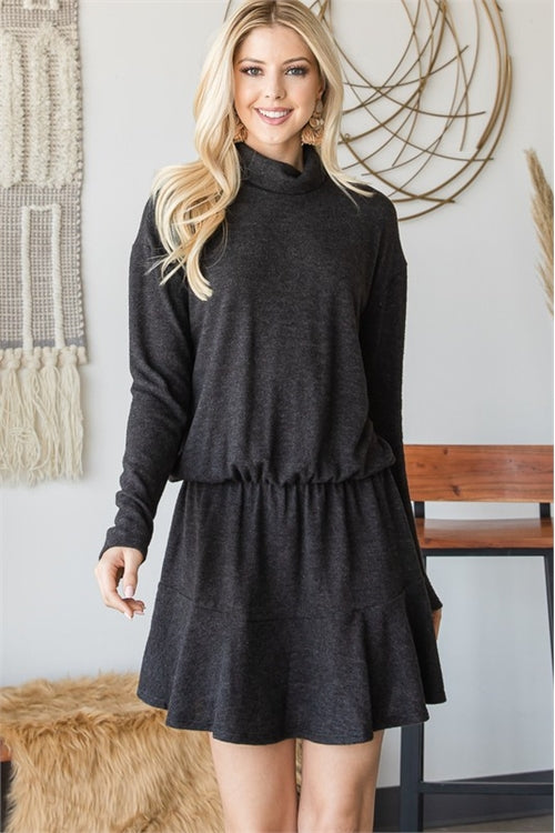 BLACK TURTLE NECK LONG SLEEVE DRESS-2-2-2