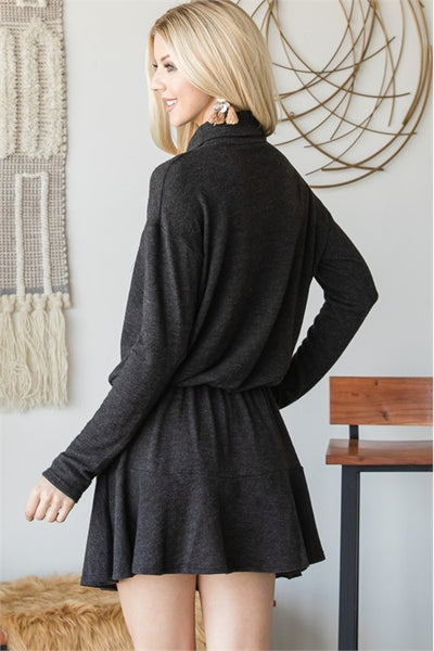 BLACK TURTLE NECK LONG SLEEVE DRESS-2-2-2