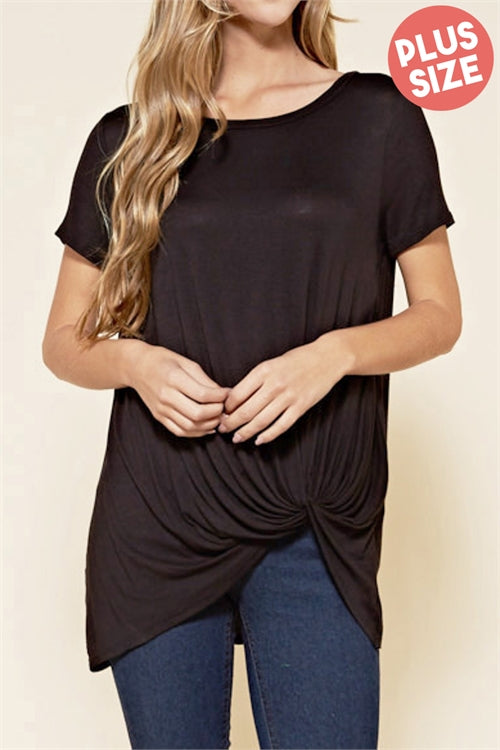 T1393X-BLACK PLUS SIZE TWIST FRONT DETAIL TOP-2-2-1