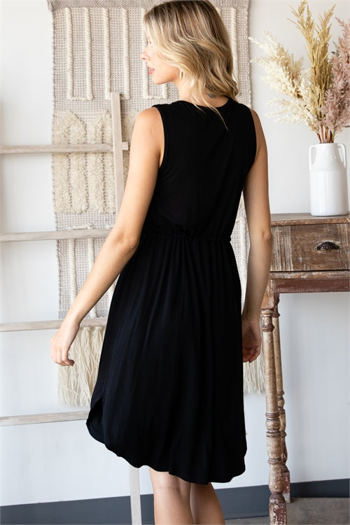 AD5043- SLEEVELESS DRAWSTRING BUTTON DOWN DRESS-2-1-2-1