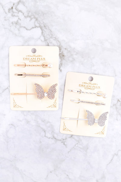 BUTTERFLY PAVE HAIR PIN HAIR ACCESSORIES