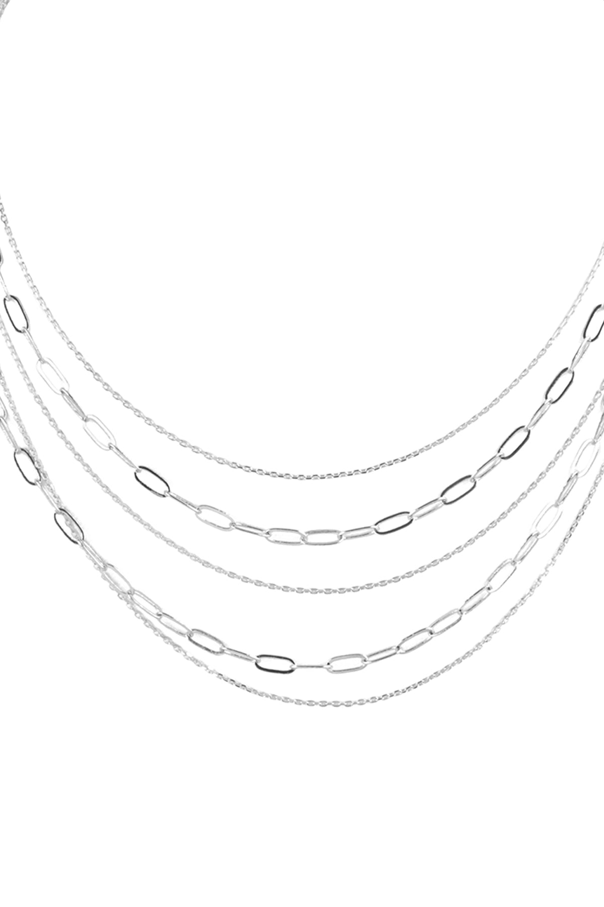 5 LAYERED MULTI CHAIN STATEMENT BRASS NECKLACE
