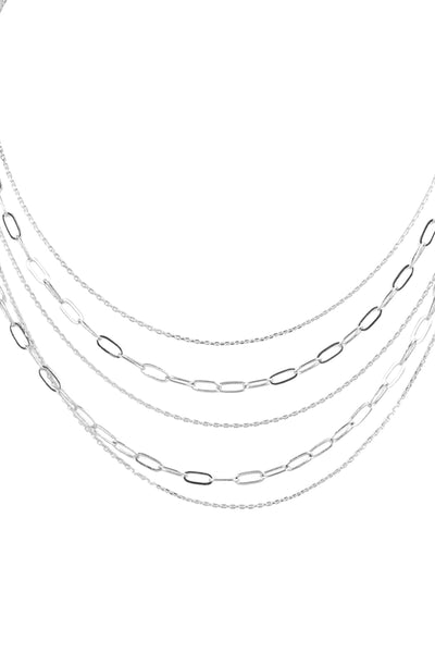 5 LAYERED MULTI CHAIN STATEMENT BRASS NECKLACE
