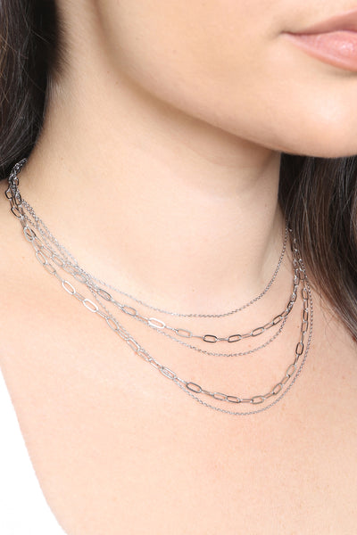 5 LAYERED MULTI CHAIN STATEMENT BRASS NECKLACE