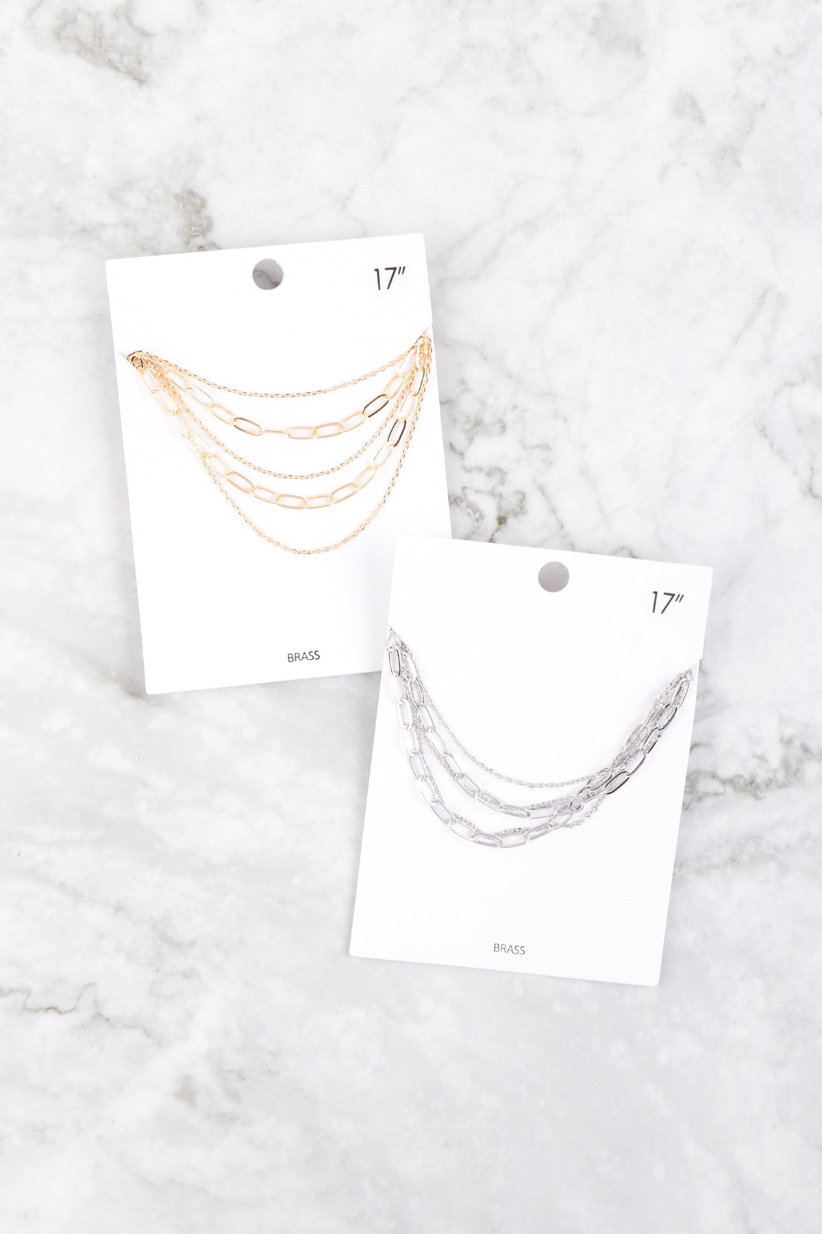 5 LAYERED MULTI CHAIN STATEMENT BRASS NECKLACE