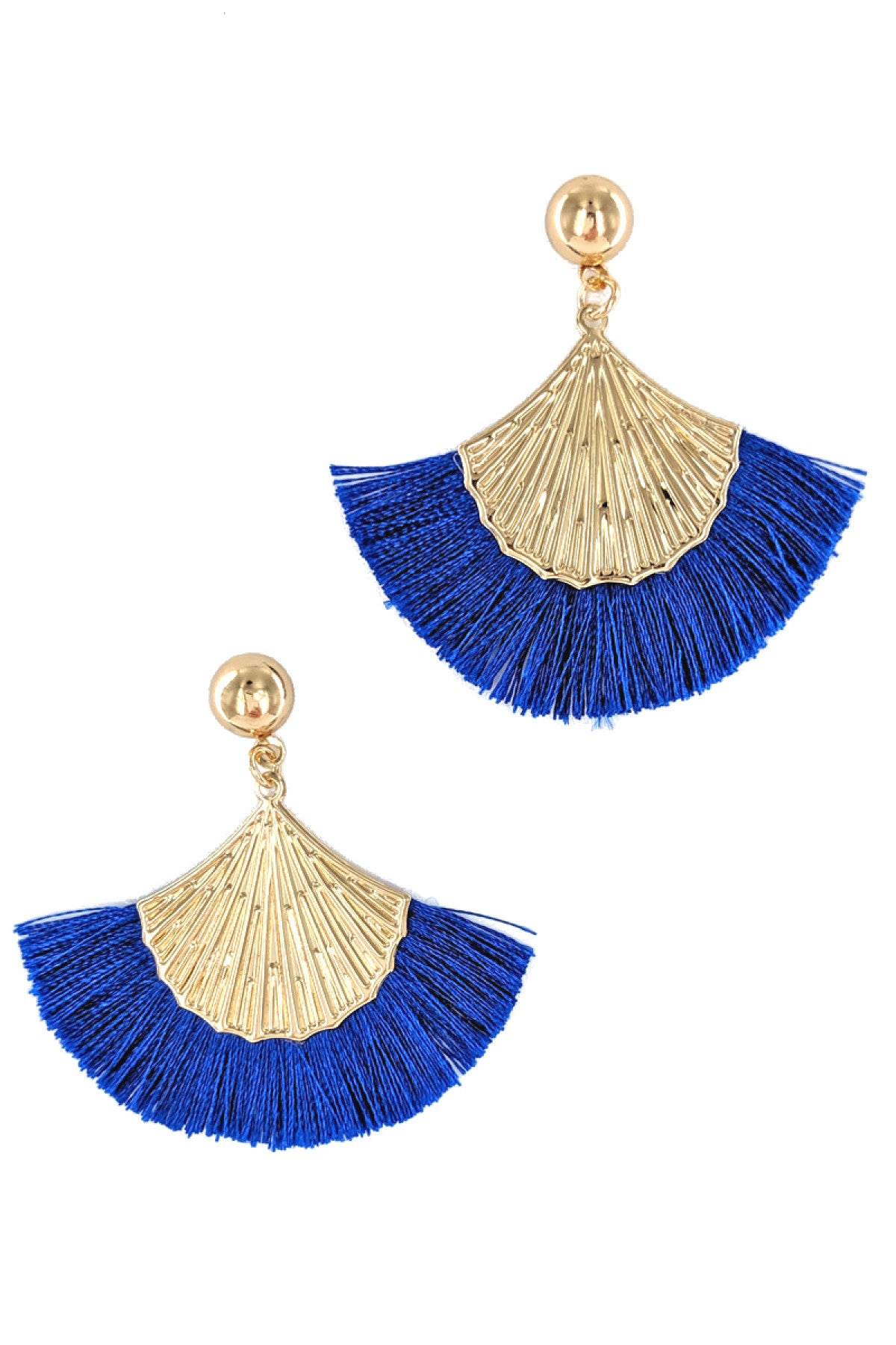 TASSEL WITH GOLD SHELL FASHION EARRINGS