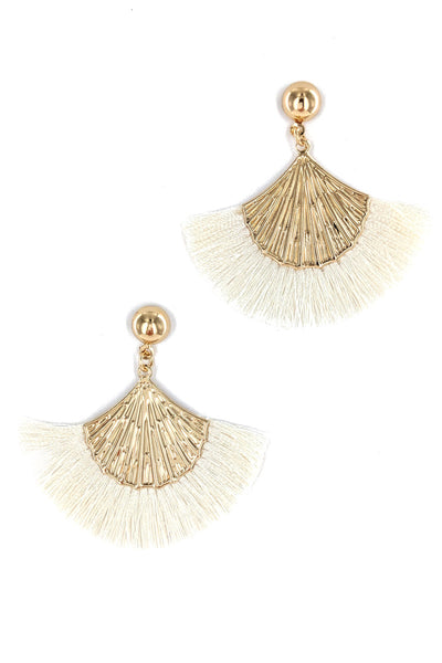 TASSEL WITH GOLD SHELL FASHION EARRINGS