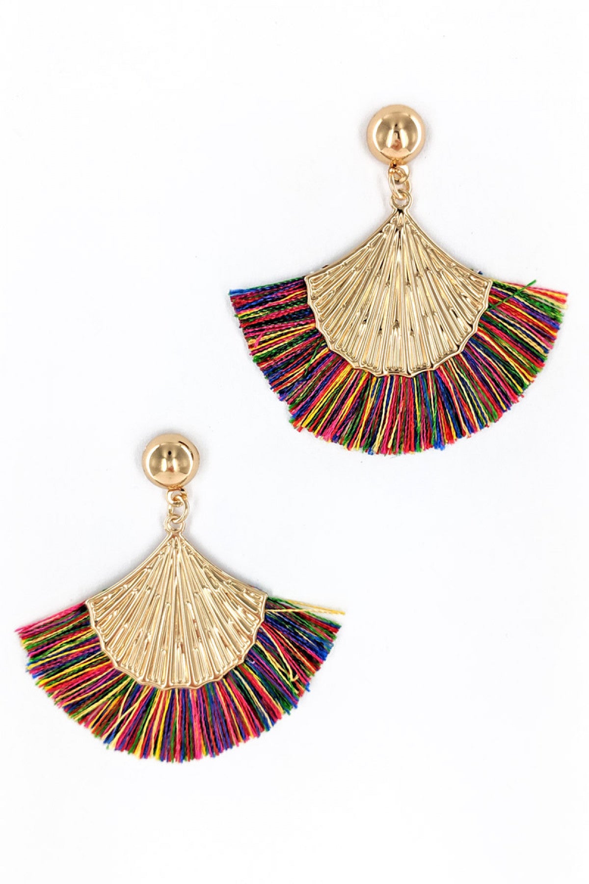 TASSEL WITH GOLD SHELL FASHION EARRINGS