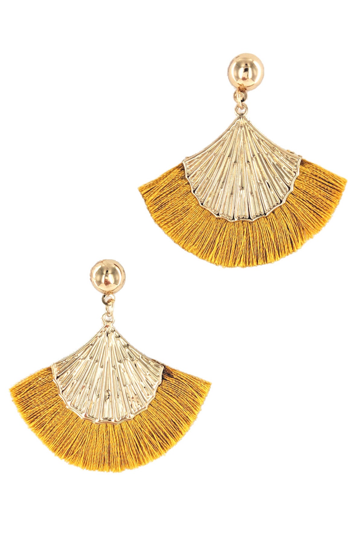 TASSEL WITH GOLD SHELL FASHION EARRINGS