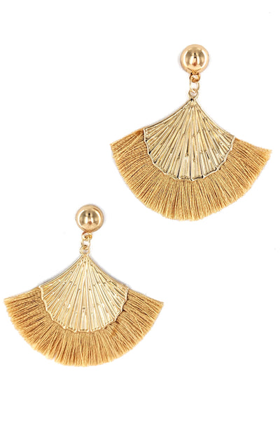 TASSEL WITH GOLD SHELL FASHION EARRINGS