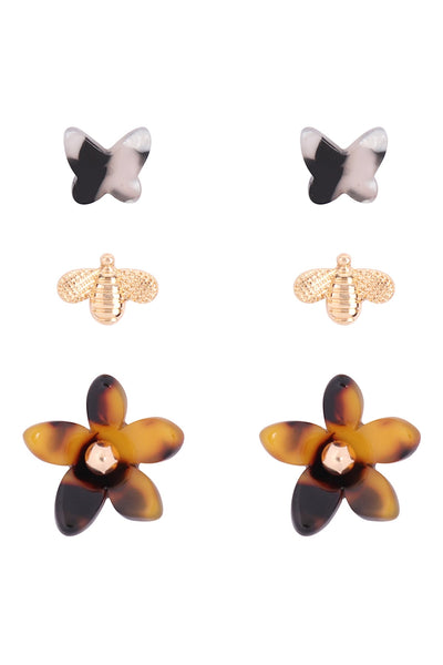 ACETATE 3SET BUTTERFLY AND BEE EARRINGS (NOW $1.25 ONLY!)