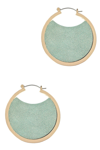 HOOP EARRINGS WITH MINT COLOR LEATHER INTERIOR DESIGN/3PAIRS